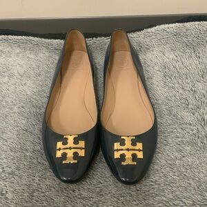 Tory Burch Glossy Flats with Gold Emblem